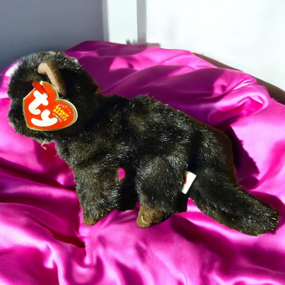 Vtg 2004 Ty Beanie Babies Heiress Black Cat Plush Stuffed Animal Pink Bow Tag